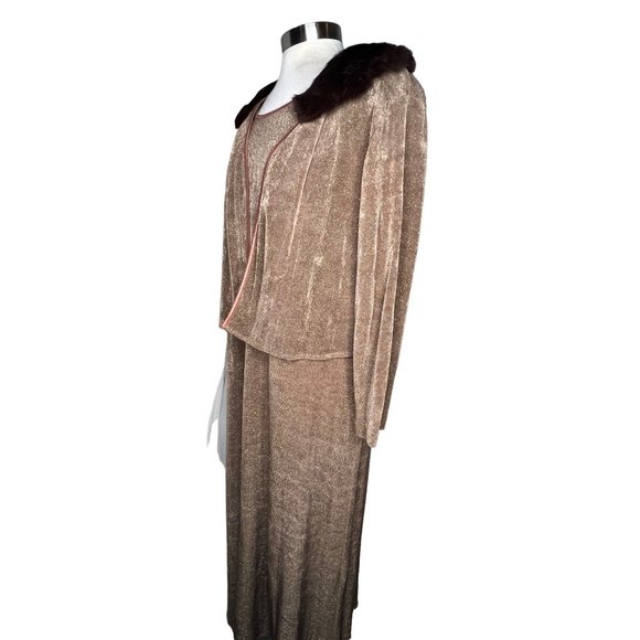 rabbit rabbit Designs 2 Piece Set Dress and Cardigan with Rabbit Fur Short Sleev - Picture 3 of 16